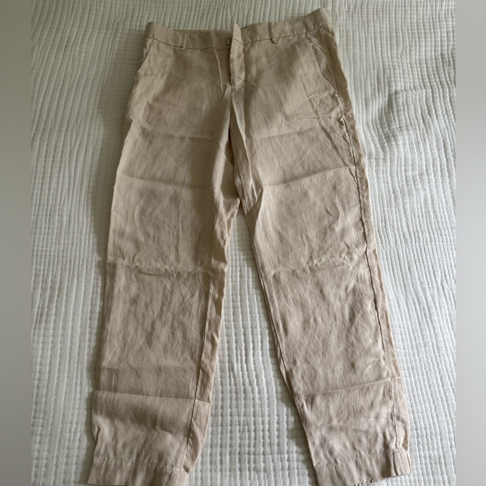 Vince Linen Size 6 Cream Pants